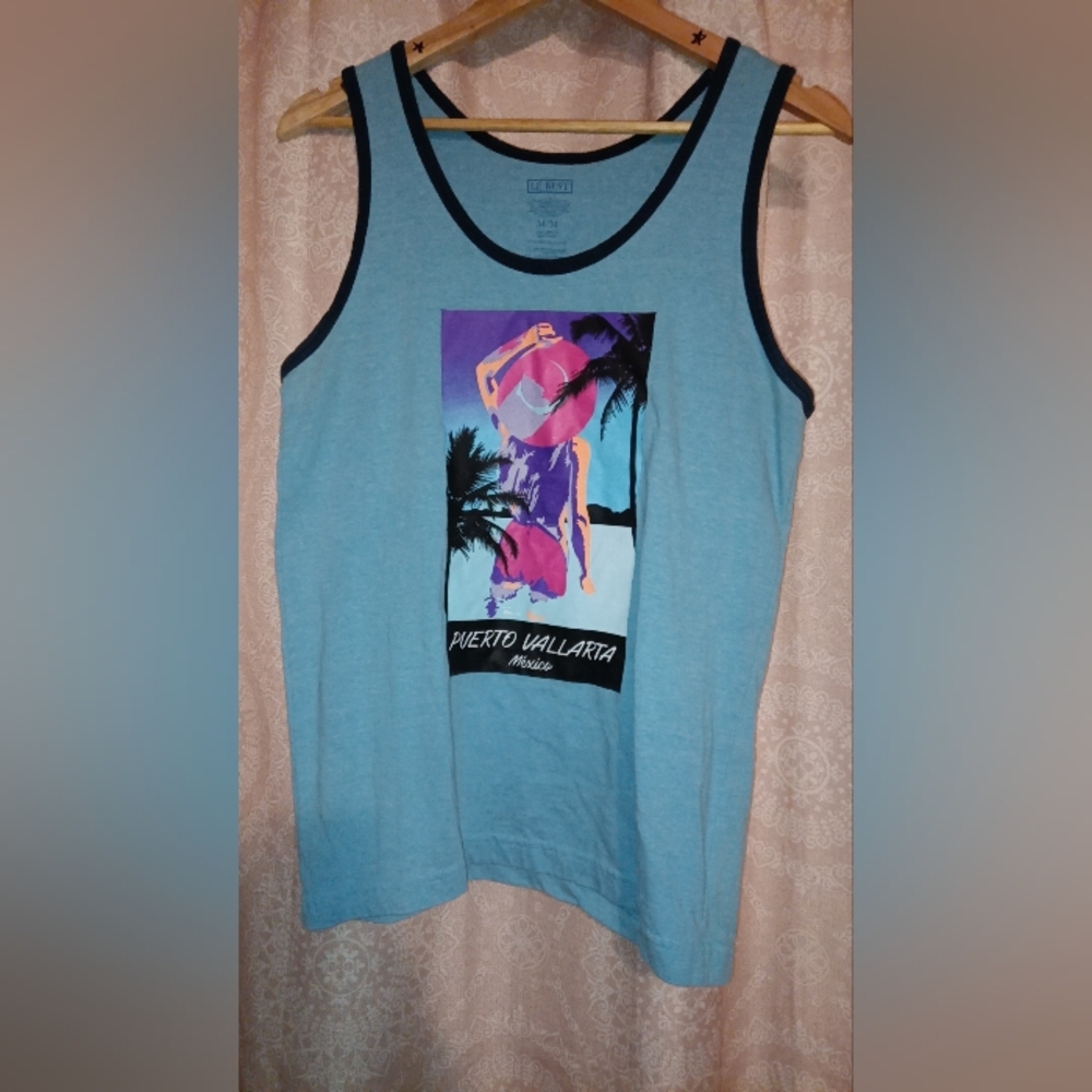 Hanes Blue Muscle Tee with Graphic Print